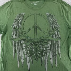 Y2k Eternal Peace Shirt XL Graphic Tee Angel Wings Peace Sign Organic Cotton